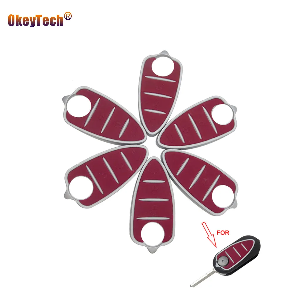 

OkeyTech 3 Button Filp Floding Key Fob Shell Silicone Rubber Pad For Alfa 159 Mito Giulietta Button Pad Remote Key Case for Car