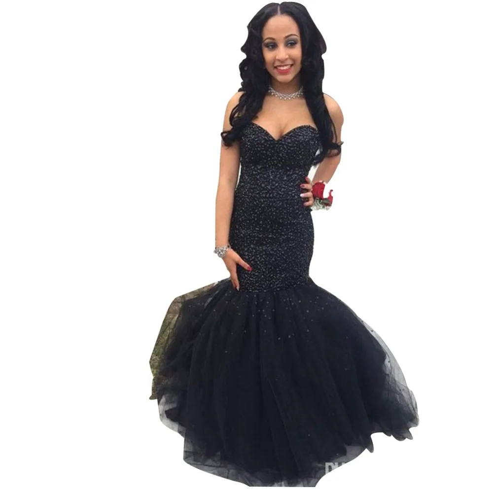 ZYLLGF Mermaid Sweetheart Black Beaded Bridesmaid Dresses ...