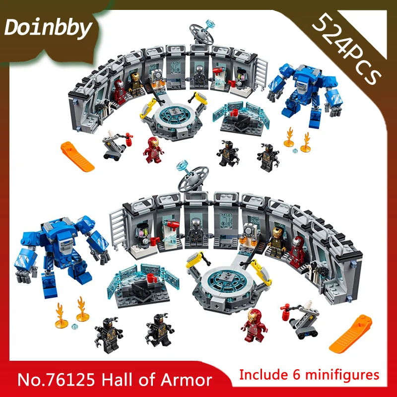 

In Stock 07121 Iron Man lab Tony Stark Armored Suits Avengers Super heros 587Pcs Building Blocks Compatible With Legoings 76125