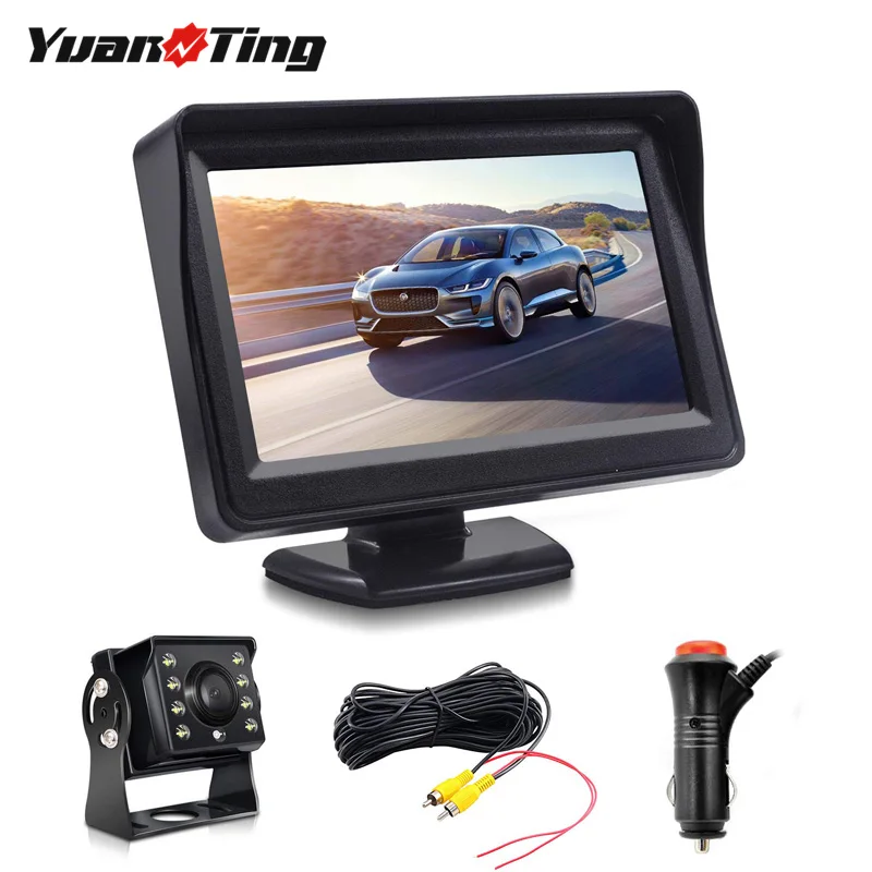 YuanTing 4,3 дюймов Автомобильный монитор заднего вида с ночным видением светодиодный HD камера заднего вида для Van MPV грузовик RV 12-24 В