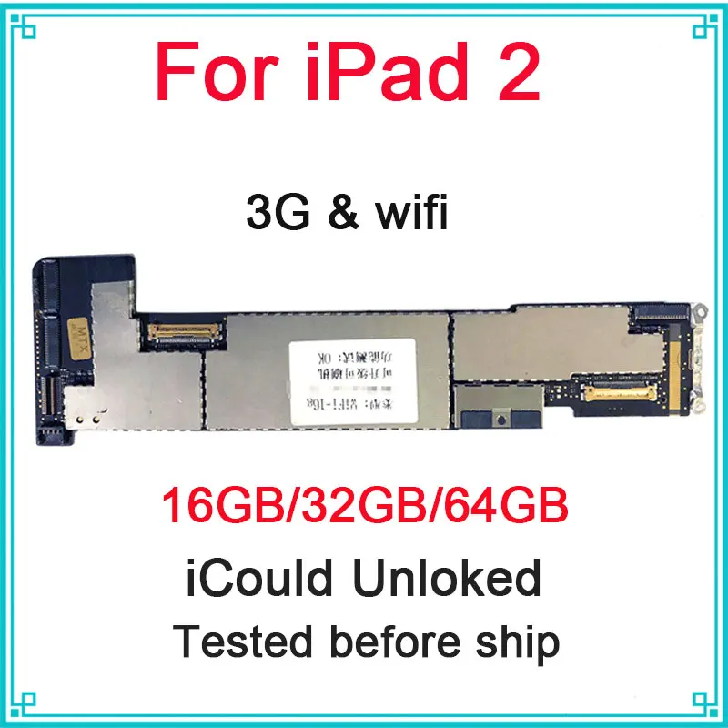 

16GB/32GB 100% Original Motherboard For ipad 2 Unlocked Mainboard IOS System Installed Logic board With Chips For Replacement