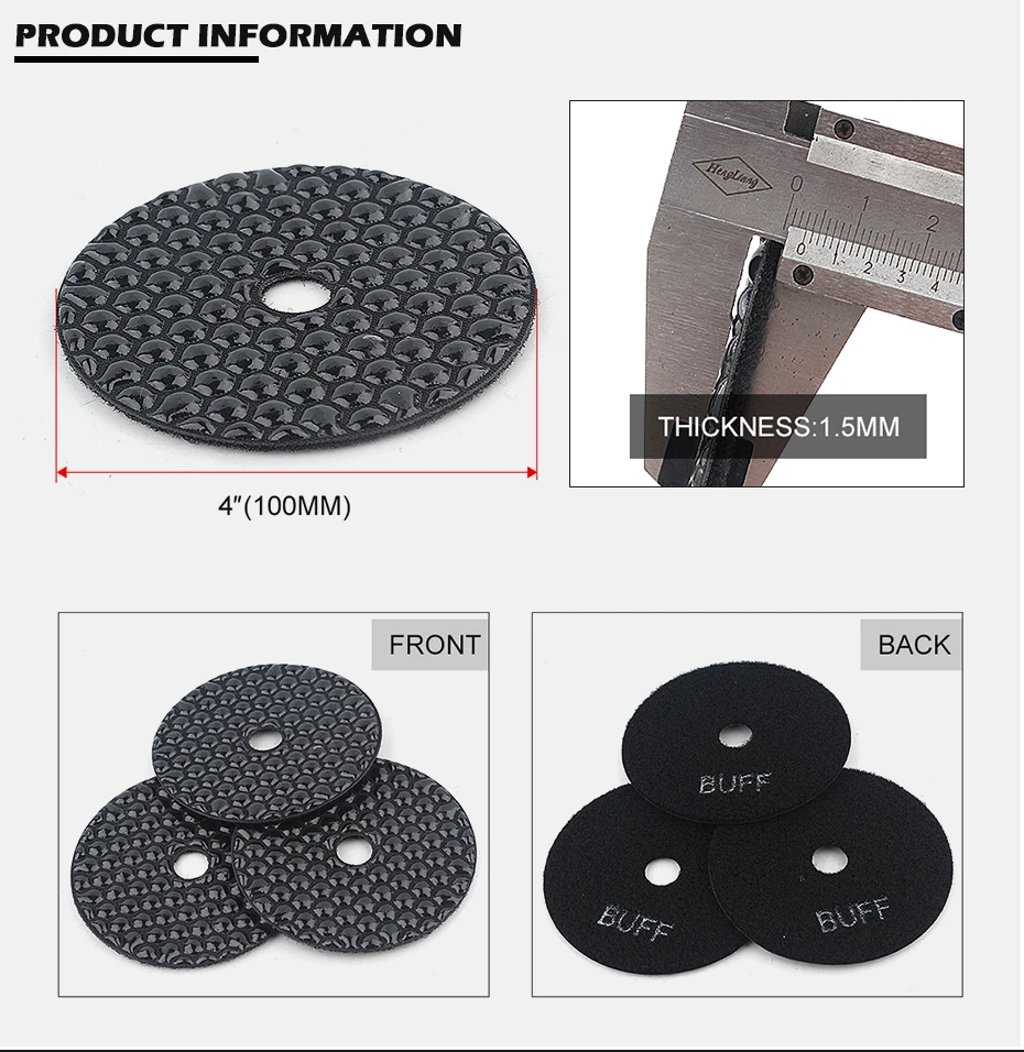4 дюйма, 100 мм, черные полировальные накладки, полимерная связка для гранита, мрамора, керамического камня, полировка, Премиум качество