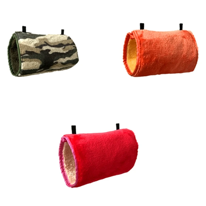 Pet Plush Hammock for Squirrel, Guinea Pig and Hamster Comfortable Warm Swing Tunnel Toy with Chain - Цвет: A solid color  L