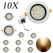 10X лампочки AC85-265V 12 Вт светодиодный нишевые лампы для потолка свет сиамских светодиодный белая Потолочная люстра анти-яркий светодиод downlight