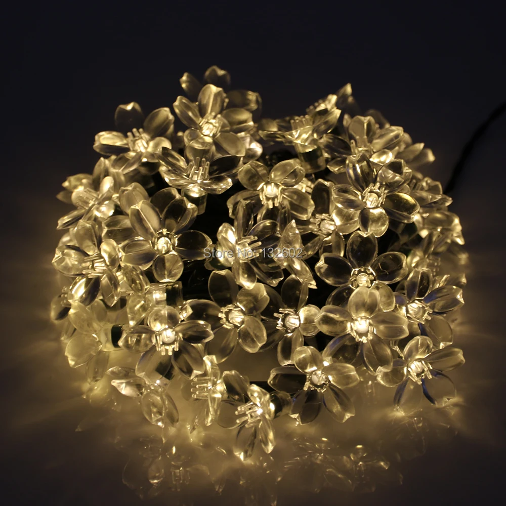 

Solar Powered 5m 50leds Fairy String Lights, Cheery Blossom Flower Shaped Decorative Garden Lawn Christmas Wedding Party Lights