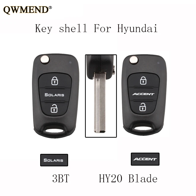 Чехол книжка для автомобиля QWMEND 3 кнопки HY20 Blade Rmoete брелок Hyundai Solaris Accent 2011 2012 2013|for