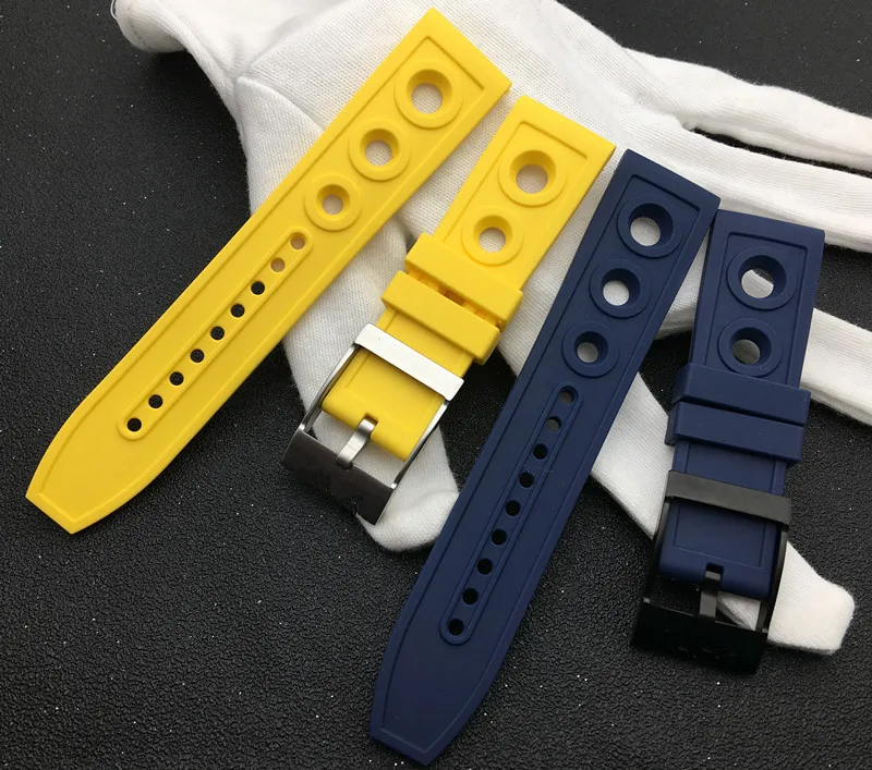 Лидирующий бренд натуральный резиновый ремешок для часов 22 мм 24 мм черный красный желтый синий ремешок для часов браслет для navitimer/мститель/Breitling ремешок