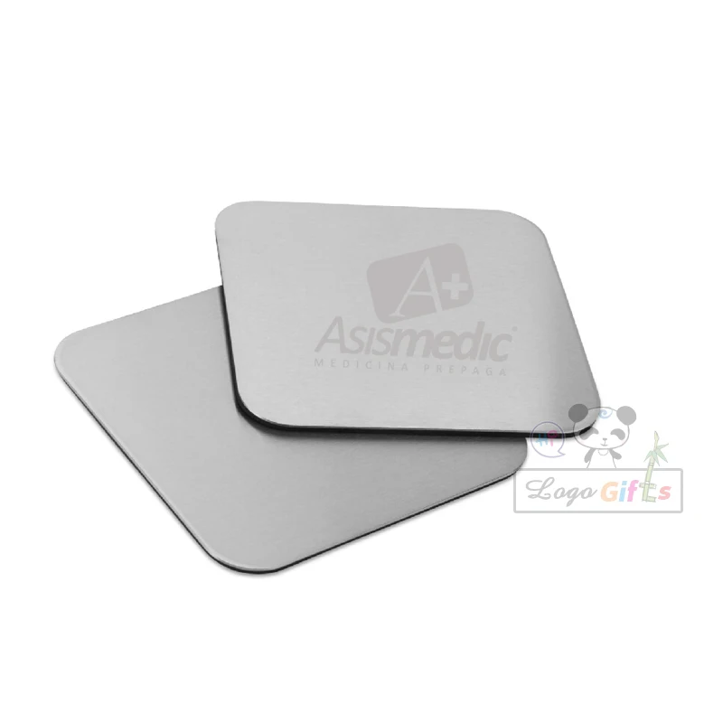 Personalized Desk set & bar supplies square aluminum coaster engrave with your /text/weburl free 10pcs a lot