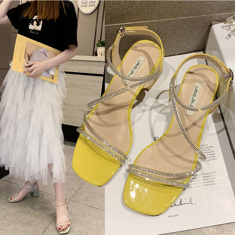 

Rhine Stone Women's Summer Shoes Fashion Sexy Sandals Female Retro Concise Open Toe Rhine Stone Women's Summer Shoes