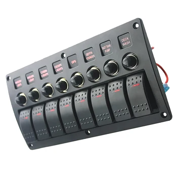 

Marine Electric 8 Gang Red LED ON-OFF Rock Switch Panel for Boat RVs