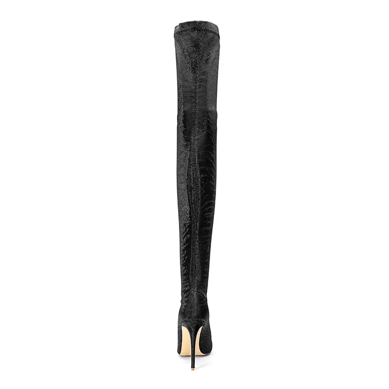 COCOAFOAL зимние женские ботфорты выше колена женские высокие сапоги до бедра цвета: золотистый, серебристый пикантные туфли на высоком каблуке женские ботфорты выше колена из флока; ботинки