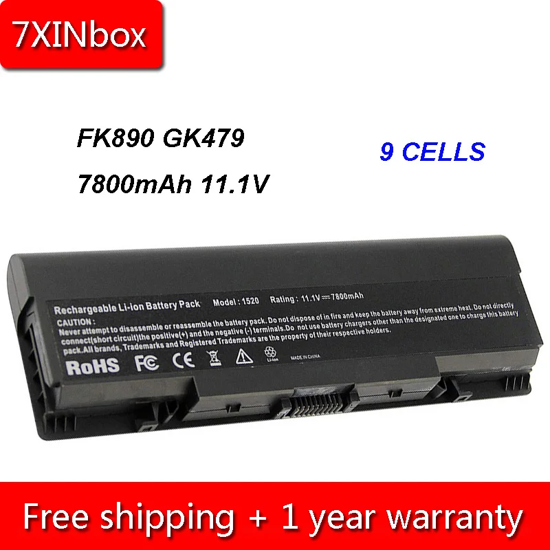 Аккумулятор для ноутбука Dell Inspiron 7800 11 1 1520 1521 Vostro 1720 1721 7XINbox 9Cell 1500 mAh 1700 V GK479 FP282 FK890