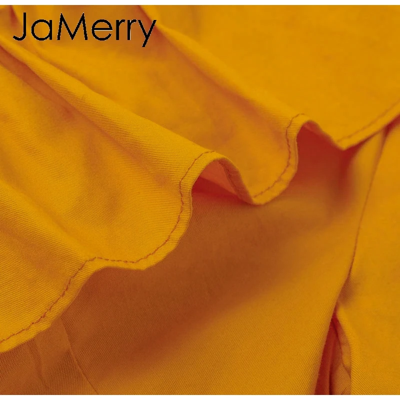 JaMerry, гофрированное желтое Женское Платье макси с рукавом-фонариком, однотонное хлопковое платье лолиты на спине, на шнуровке, зимнее платье, элегантное праздничное платье