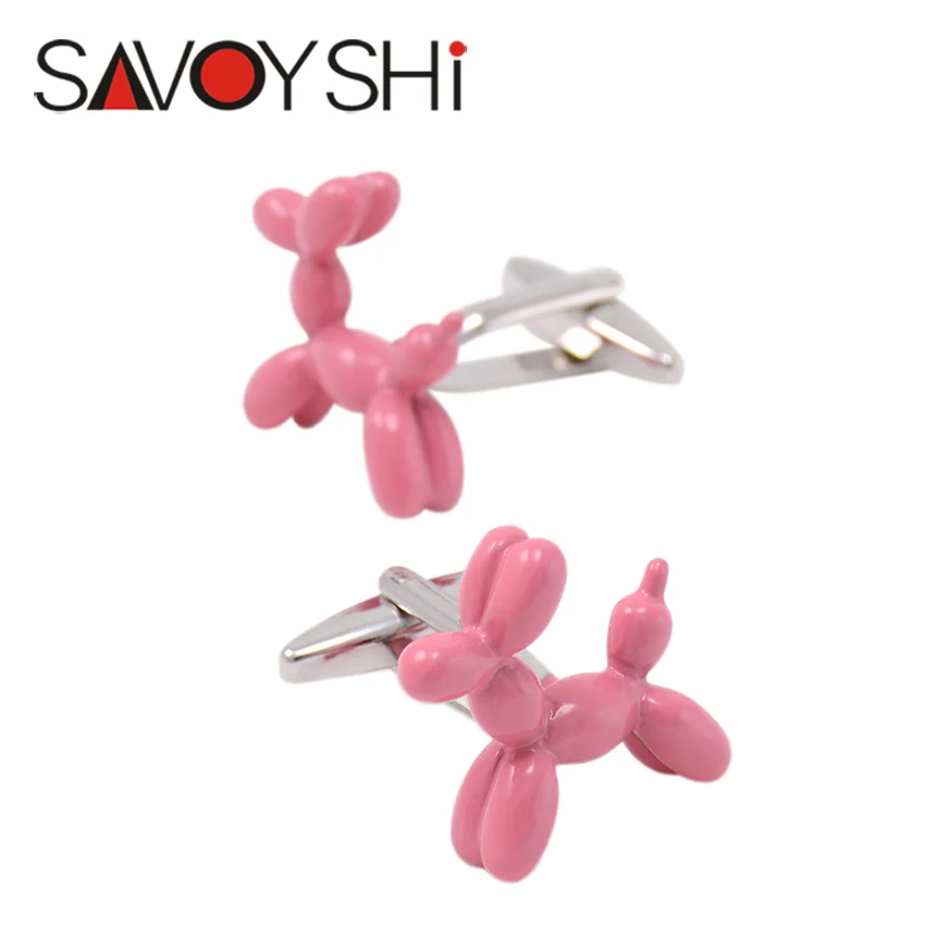 

2 Colors Balloon Dog Cufflinks For Mens Cuff bottons High Quality Pink Blue Paint Cufflink Fashion SAVOYSHI Brand Jewelry Design