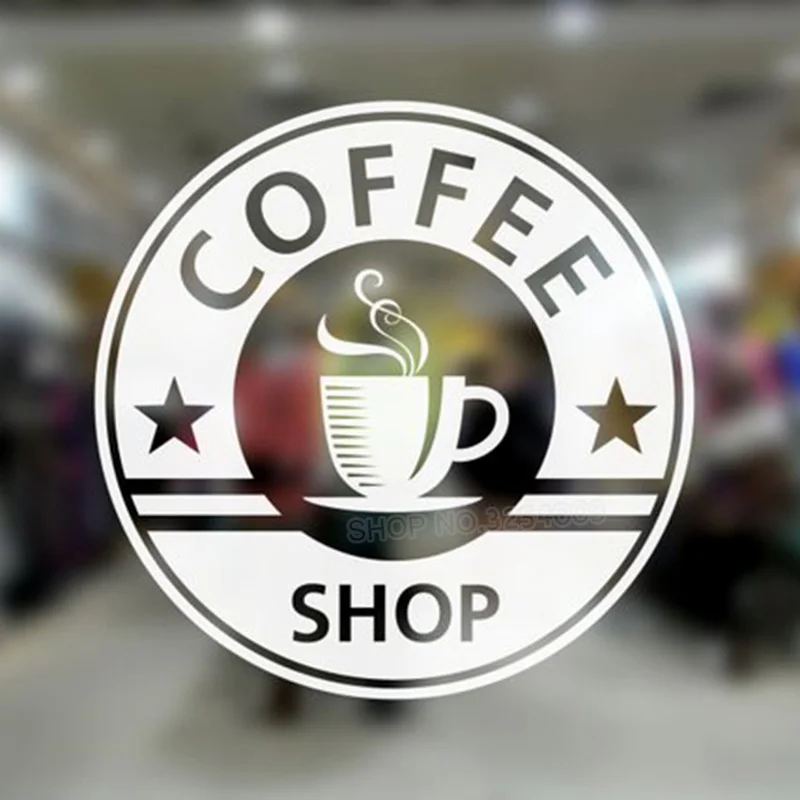 Coffee Cup Shop Wall Sticker Cup Pattern Sign For Coffee Shop Cafe Window Glass Decoration Removable Vinyl Wall Decals L813 Wall Stickers Aliexpress