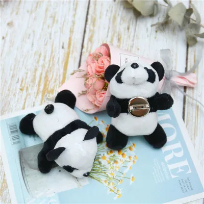 1Pcs Super Cute Panda bear brooch Panda pins Animal brooches Soft Plush Toy Accessories Love Panda Jewelry Kawaii gifts for girl - Окраска металла: big ear roung