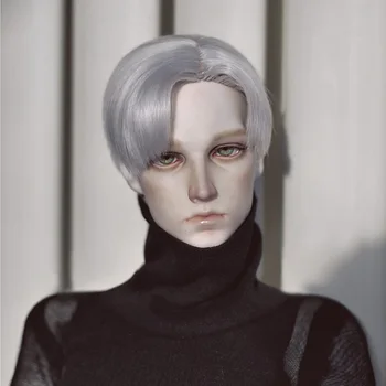 

Bybrana 1/3 1/4 short straight boy silver white hair BJD wig for dolls