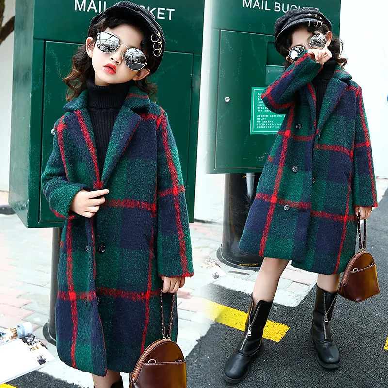 2018 New autumn winter teenage girls outwear woolen coat for girl trench coat kids children outwear tops girls clothes