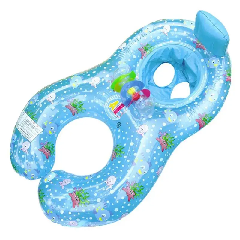 Детское кольцо для плавания, для улицы, для летнего озера, для бассейна, для мамы и ребенка, ПВХ, круг для плавания, двойные кольца для плавания для детей - Цвет: Синий
