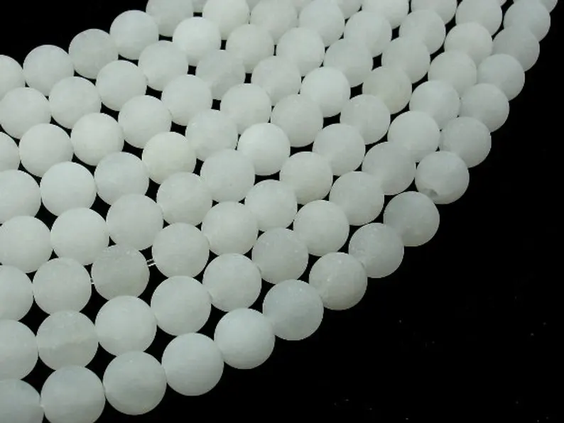 

Wholesale Matte Beads l White Jades Beads Round 4mm 6mm 8mm 10mm 12mm Dull Polished Round Loose Gem Stone Beads 15.5" strand