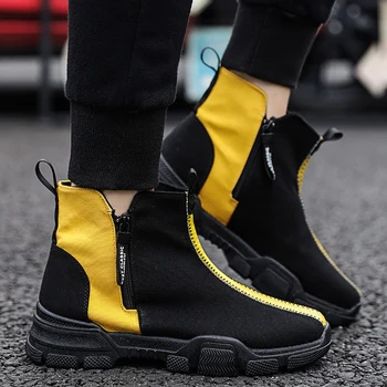 

High-top Canvas Shoes Fashion Sneakers Male Brand Footwear Men's Casual Shoes Black Sneakers Hot Spring And Autumn Men Boots