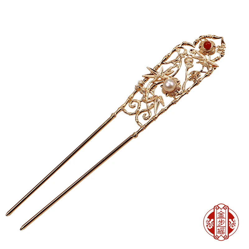 Китайский стиль винтаж золотой жемчуг ручной работы "U" заколка для волос аксессуары для волос Головные уборы кимоно косплэй 16 см