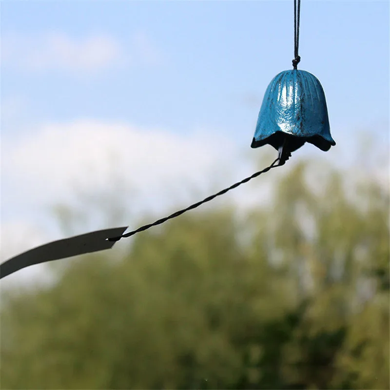 

Vintage Tulip Shape Wind Chime Japanese Temple Bell Pendant Feng Shui Iron Home Garden Window Decoration Wall Hanging BYYDY01