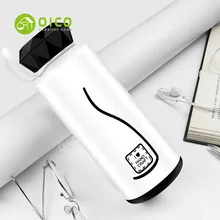 OICO 300 мл простая черная и белая бутылка для питья модная популярная стеклянная бутылка для воды с крышкой бесплатно BPA