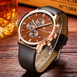 ONTHEEDGE лучший бренд роскошные часы Для мужчин Водонепроницаемый кожа Мода Спорт военные кварцевые часы Дата Relogio Masculino мужской часы