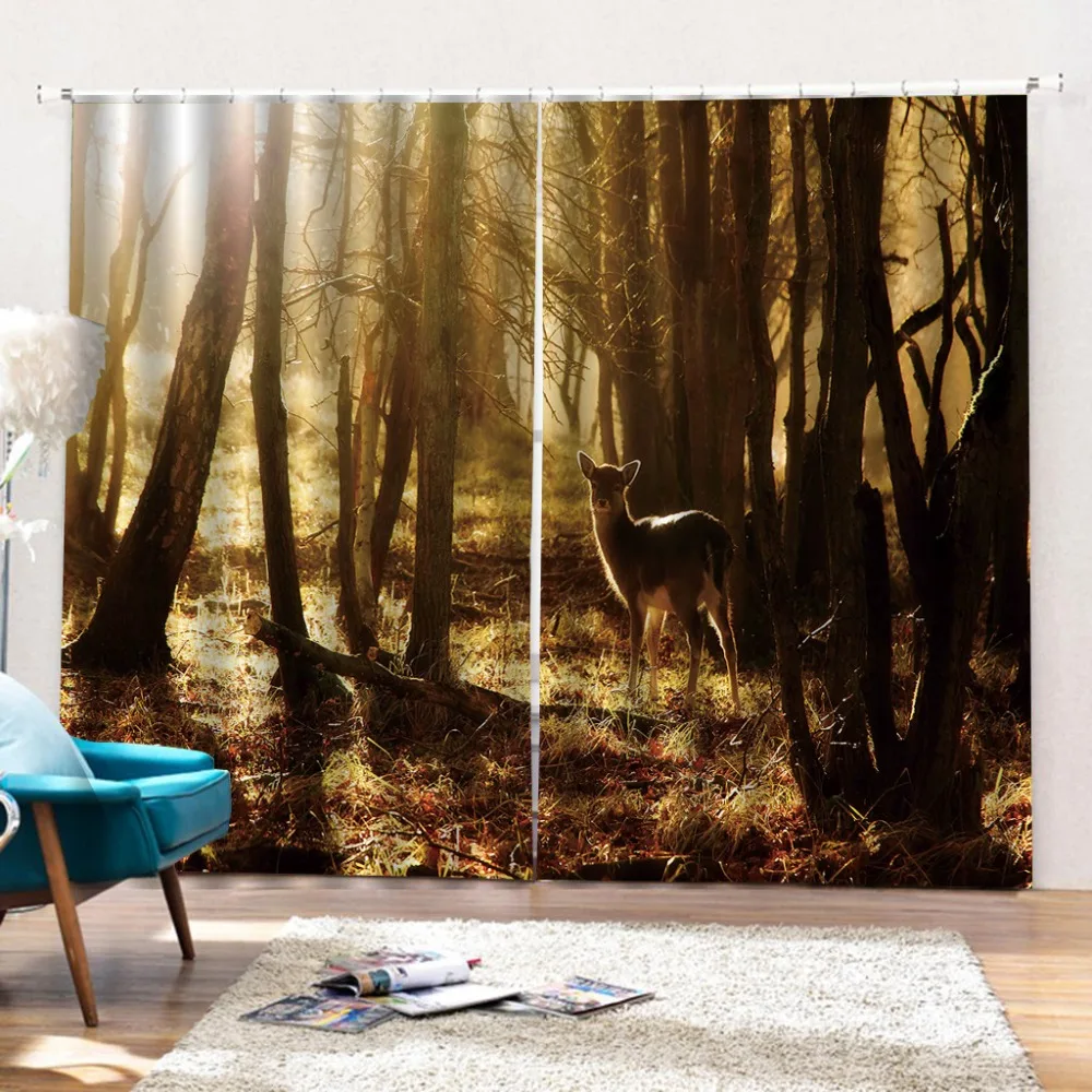 Auturn шторы с лесом 3D занавес роскошный затемненный оконный занавес гостиная затемненный занавес