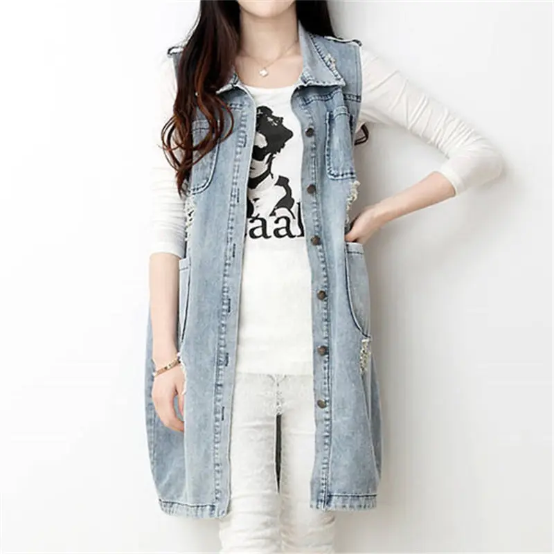 long denim vest