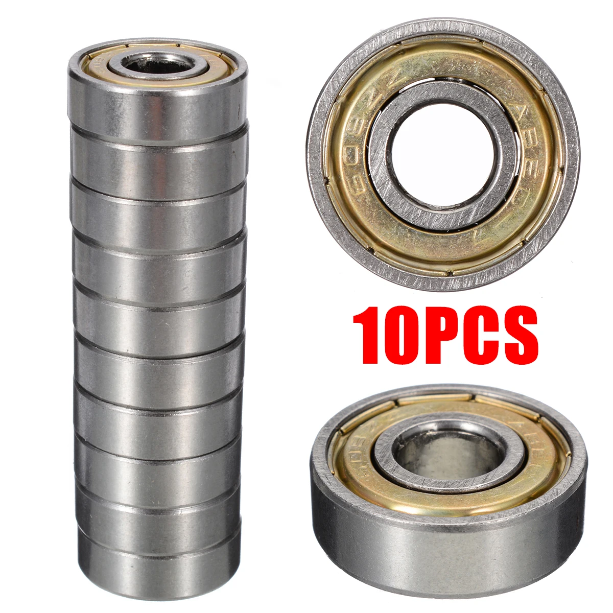 

New 10Pcs Metal Shielded Ball Bearing 608ZZ 8x22mm High-Speed Miniature Bearings For Skateboard Scooter