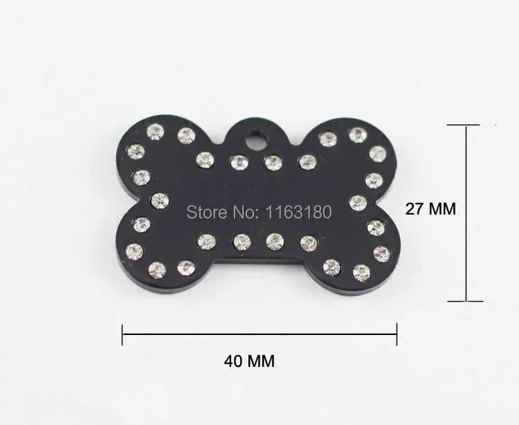 50 шт./партия, алюминиевые Жетоны для питомцев в форме кости со стразами и кристаллами для кошек, индивидуальная гравировка на заказ