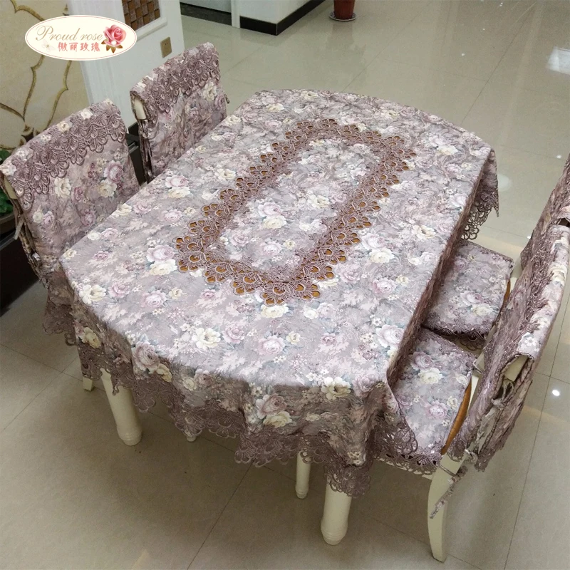 

Proud Rose Pastoral Lace Tablecloth Round Table Cloth Chair Cushion Wedding Decoration Table Cloth Rectangluar Chair Cover