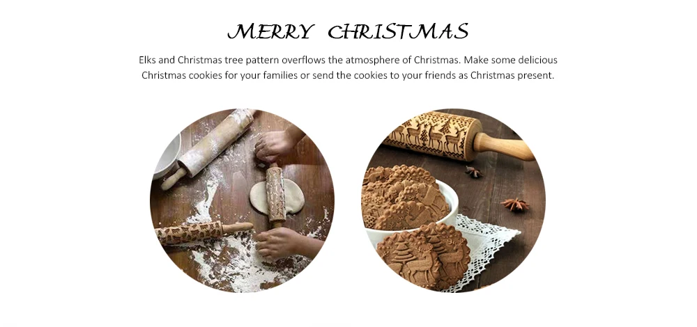 Elk Pattern Embossed Rolling Pin Baking Tool