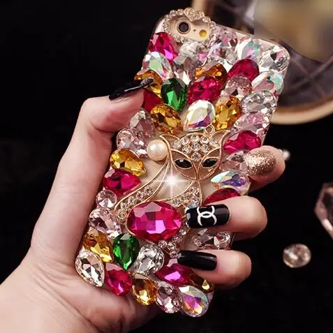 

Luxury 3D DIY Fox Diamond Bling Rhinestones Fundas Case for iPhone 11 Pro Max XS Max XS XR X 6 6s 8 7 Plus Crystal Capa Girls