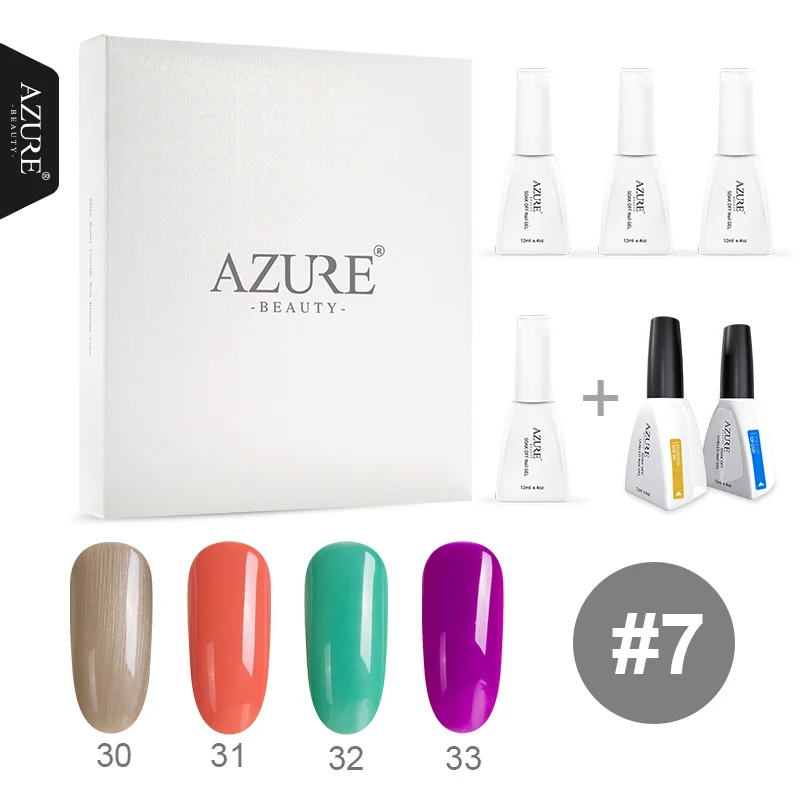 Azure beauty 6 шт./лот УФ-гель для ногтей основа Топ стоимость набор длительный срок 120 цветов на выбор Светодиодный УФ Гель-лак с коробкой наборы - Цвет: 7