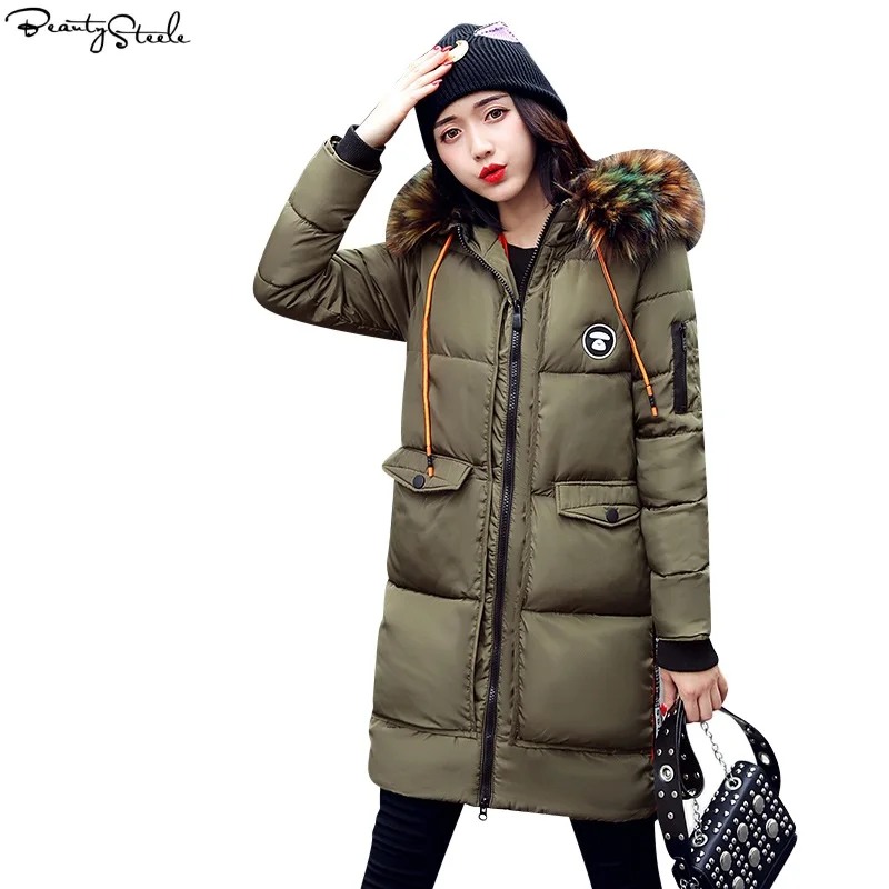 2017 Winter Jacket Women Cotton Coat Fur Collar Hood Parka Female Long Jackets Thick Warm Outerwear chaqueta mujer size M - XXL | Женская