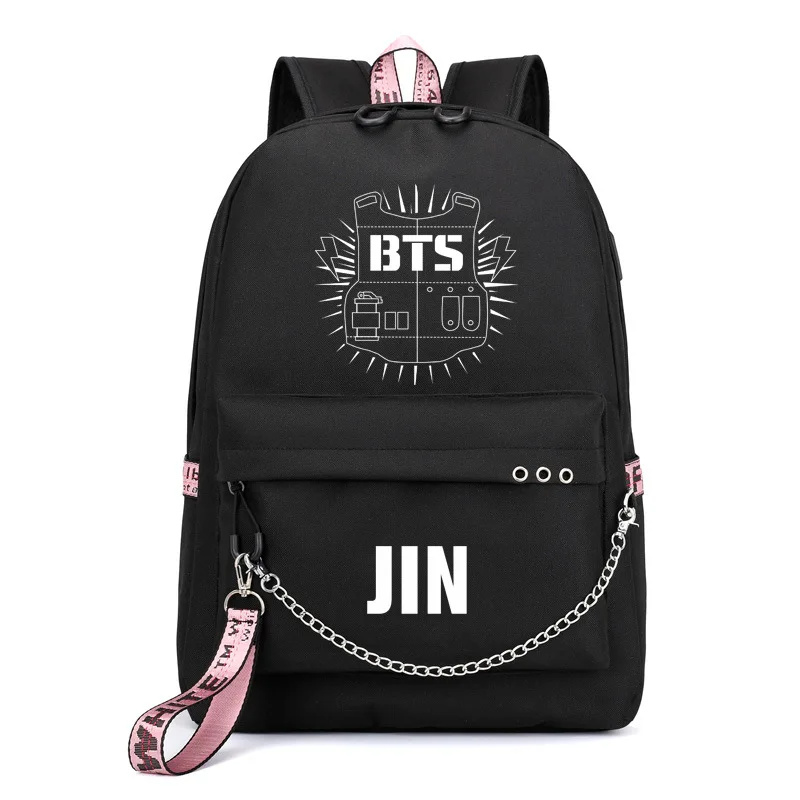 

Harajuku Fashion BTS Backpack Lovely Travel Bag for Teenagers Girls Ribbon Schoolbag Female Chain Backpacks Shoulder Bag Mochila