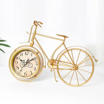 

European Wrought Iron Clock Bicycle Seat Home Decoration Silent Clock Office Desk DC120