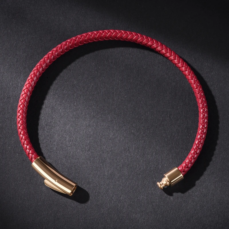 Mozo Fashion оптом подвеска плетеный кожаный браслет Для женщин ручной работы золотой браслет Мода с застежкой на запястье, красный