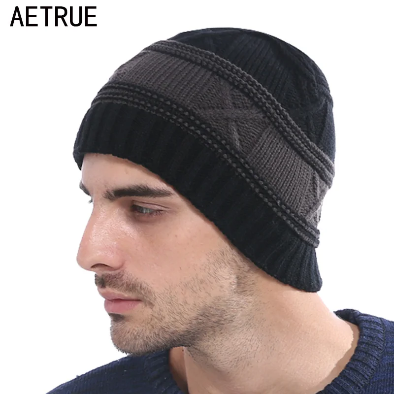 

AETRUE Winter Beanie Hat Men Winter Hats For Men Women Fashion Caps Skullies Beaines Bonnet Mask Warm Thick Fur Knitted Hat Cap