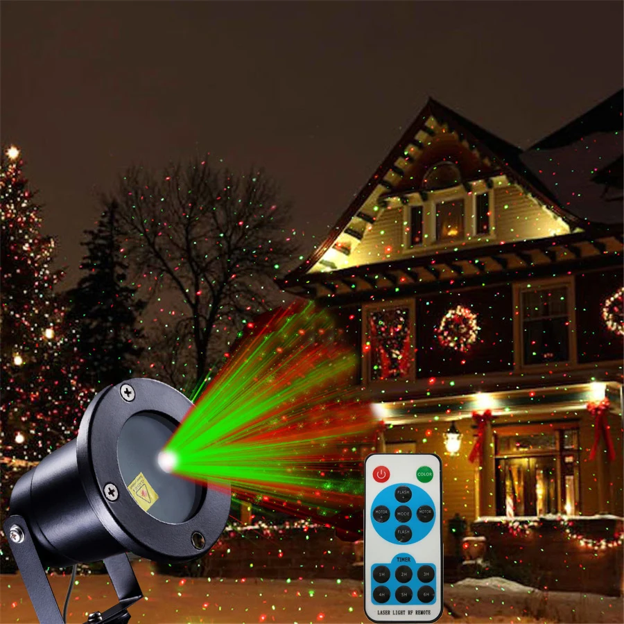 

Thrisdar Green Red Star Laser Projector Light Outdoor Garden Christmas Shower Motion Projector Lawn Lamp R&G Laser Stage Light