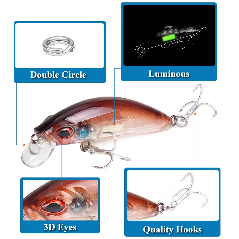 Fishing Gear Lures Fish Bait Submerged Minnow Hard Bait Luminous Light Bait Freshwater Seawater Squid jooyoo