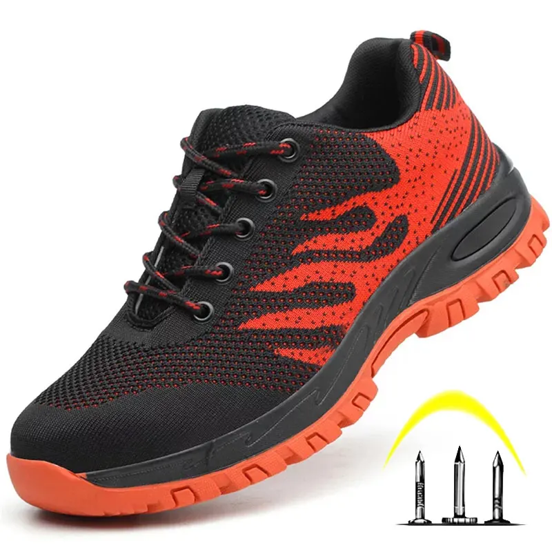 

dewbest New Breathable Steel Toe Cap Safety Shoes Men Outdoor Anti-slip Steel Puncture Proof Construction Safety Boots women Wor