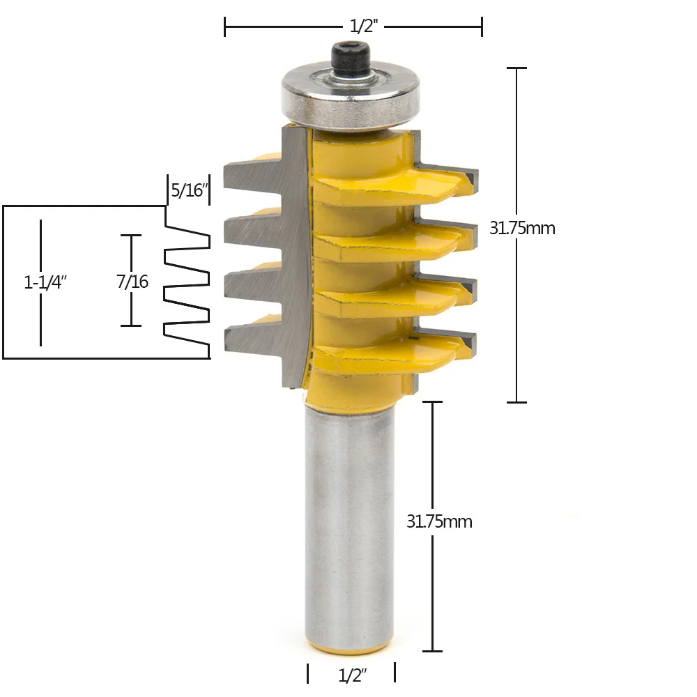 1/2" Shank Rail Mortise Template Reversible Finger Joint Glue Router