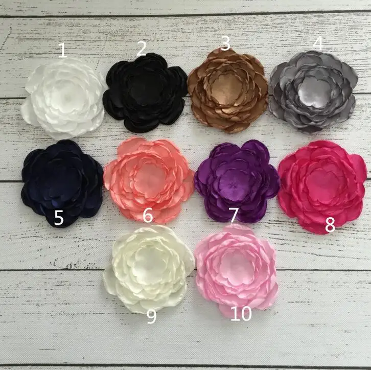 

200pcs Artificial burn edges bright color satin bloom rose fabric flower for dresses decoration