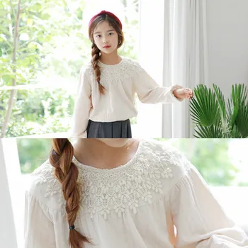 

2018 New Autumn Children T-shirt Kids Fashion Lantern Sleeves Girls Lace Tops Baby Tee Shirt Toddler Tops Cotton,#3167