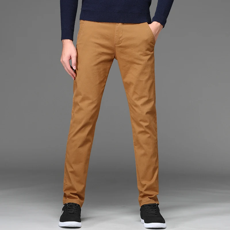 Vomint Брендовые мужские классические повседневные деловые Стрейчевые брюки, прямые брюки, черные, синие, хаки, 4 цвета, большие размеры 44, 46