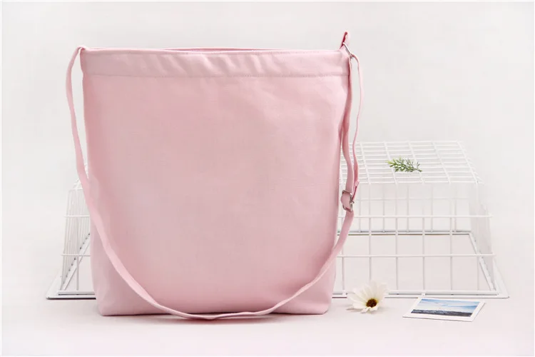 Хлопковая холщовая эко многоразовая сумка для покупок, сумка-тоут, посылка, складные сумки, сумки для покупок, 36*38 см, 8 ярких цветов - Цвет: Розовый